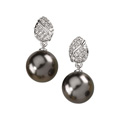 Diamond and Taitian Cultured Pearl Dangle Earrings