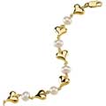 Yellow Gold Heart and Pearl Bracelet