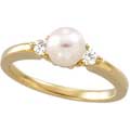 Classic Cultured Pearl Ring with Diamond accents