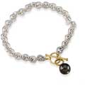 Sterling Silver Chichi Link Bracelet with Yellow Gold Clasp and Pearl Dangle