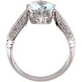 Genuine Oval Aquamarine Gift Ring with Diamonds