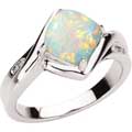 White gold and Opal Ring with Diamond accents