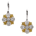 Yellow and White Diamond Earrings