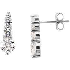 Platinum Earrings featuring 1 ctw Graduating Diamonds