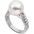 18K Platinum White Gold and South Sea Cultured Pearl Diamond Ring