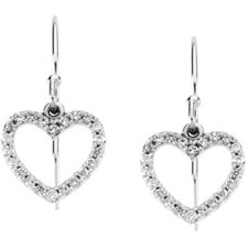 14K White Gold Heart Earrings with Diamond accents 