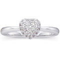 14K White Gold Ring with Pave-set Diamond Accents