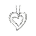 14K White Gold Heart Pendant with Diamond Accents on 18 inch Belcher Chain