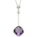 14K White Gold Necklace with Amethyst and Diamond accents