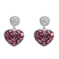 14K White Gold Earrings featuring Brazilian Garnets and Diamond accents