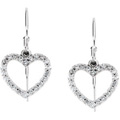 14K White Gold Heart Earrings with Diamond Accents