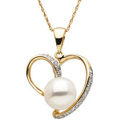 14K Yellow Gold Pendant with Freshwater Cultured Pearl and Diamond accents