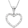 14K White Gold and Diamond Heart Necklace