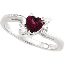 14K White Gold Ring with Rhodlite Garnet and Diamond accents