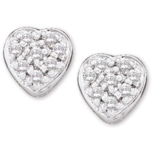 14K White Gold DIamond accented Heart Shaped Earrings