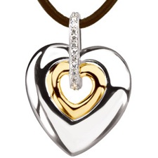 ST66825 Sterling Silver and 14K Yellow Gold Diamond Heart Pendant