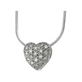 14K White Gold Diamond Heart Slide on 18 inch Chain