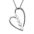 14K White Gold Journey Diamond Heart Pendant