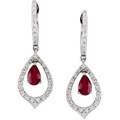 14K White Gold Ruby and Diamond Earrings