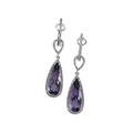 14K White Gold Amethyst and Diamond Earrings